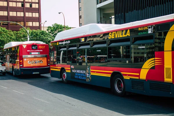 Sevilla Automatische Übersetzung August 2021 Busfahrt Durch Die Straßen Von — Stockfoto