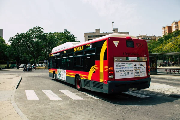 Sevilla Automatische Übersetzung August 2021 Busfahrt Durch Die Straßen Von — Stockfoto