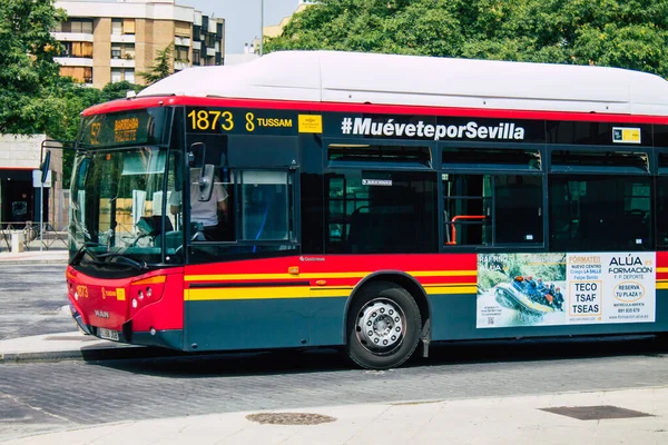 Sevilla Automatische Übersetzung August 2021 Busfahrt Durch Die Straßen Von — Stockfoto