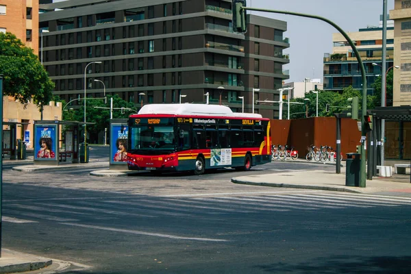 Sevilla España Agosto 2021 Autobús Que Circula Por Las Calles —  Fotos de Stock