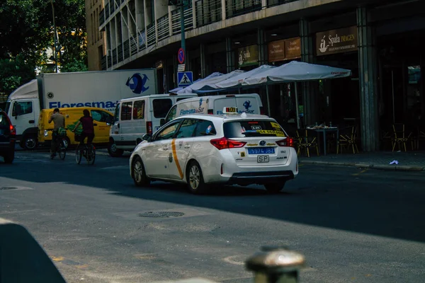 Séville Espagne Août 2021 Taxi Dans Les Rues Séville Pendant — Photo