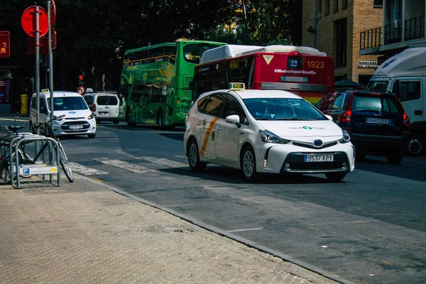 Séville Espagne Août 2021 Taxi Dans Les Rues Séville Pendant — Photo