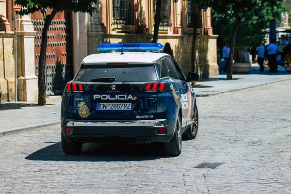 Sevilla España Agosto 2021 Patrullaje Policial Las Calles Sevilla Durante — Foto de Stock
