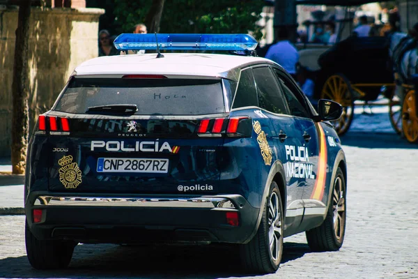 Sevilla España Agosto 2021 Patrullaje Policial Las Calles Sevilla Durante — Foto de Stock