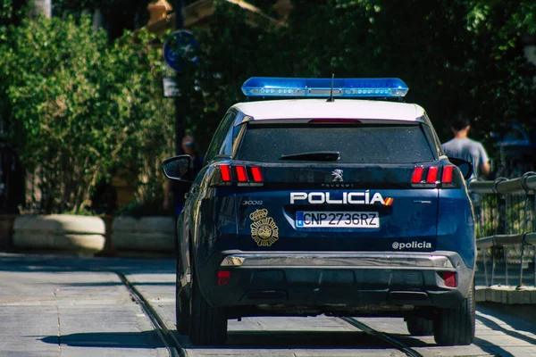 Sewilla Hiszpania Sierpnia 2021 Policyjny Samochód Patrolujący Ulice Sewilli Podczas — Zdjęcie stockowe