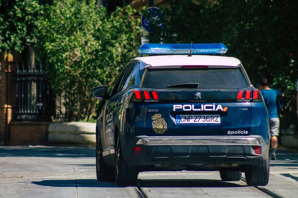 Sevilla España Agosto 2021 Patrullaje Policial Las Calles Sevilla Durante — Foto de Stock