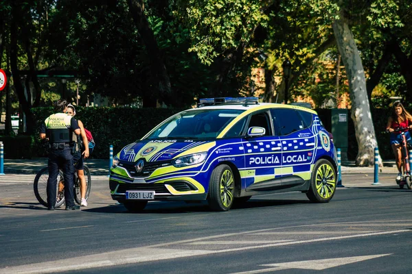 Siviglia Spagna Agosto 2021 Pattugliamento Auto Della Polizia Nelle Strade — Foto Stock