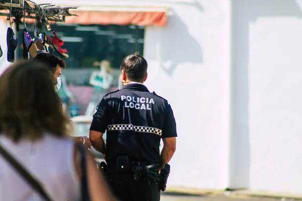 Carmona Spain August 2021 Local Police Patrolling Carmona Market Coronavirus — Stock Photo, Image