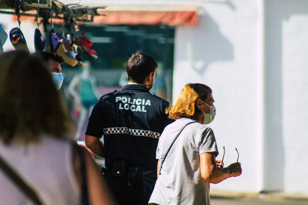 Carmona España Agosto 2021 Policía Local Patrulla Mercado Carmona Durante — Foto de Stock