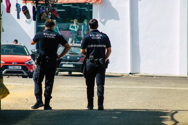 Carmona Spain August 2021 Local Police Patrolling Carmona Market Coronavirus — Stock Photo, Image