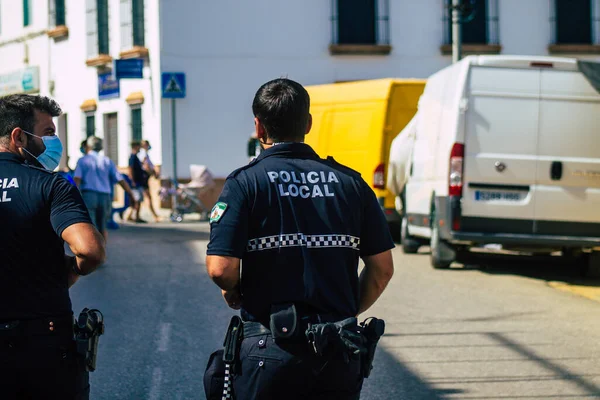 Carmona Španělsko Srpna 2021 Místní Policie Hlídkující Trhu Carmona Během — Stock fotografie