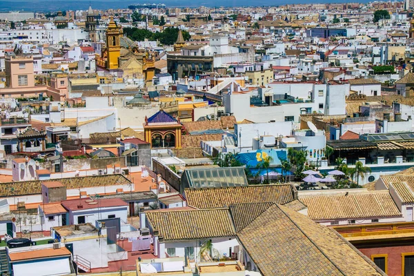 Seville İspanya 16 Ağustos 2021 Büyük Almohad Camii 'nin eski minaresi La Giralda' nın tepesinden Karmona Panoramik Manzarası