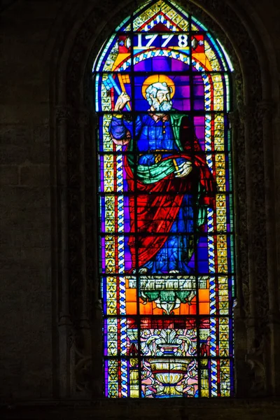 Sevilha Espanha Agosto 2021 Vidro Manchado Dentro Catedral Metropolitana Patriarcal — Fotografia de Stock