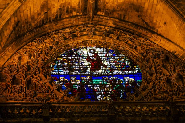 Sevilla Spanyolország Augusztus 2021 Stained Glass Saint Metropolitan Patriarchal Cathedral — Stock Fotó
