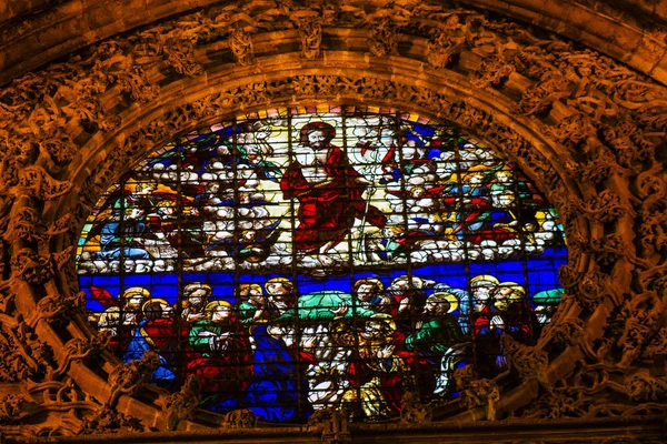 Séville Espagne Août 2021 Vitrail Intérieur Cathédrale Saint Métropolitaine Patriarcale — Photo