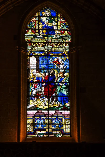 Sevilha Espanha Agosto 2021 Vidro Manchado Dentro Catedral Metropolitana Patriarcal — Fotografia de Stock