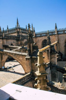 Seville İspanya 10 Ağustos 2021 Sevilla Metropolitan ve Patriksel Katedrali dünyanın en büyük Gotik katedralidir.