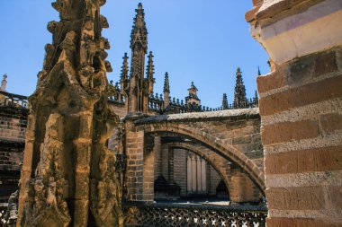 Seville İspanya 10 Ağustos 2021 Sevilla Metropolitan ve Patriksel Katedrali dünyanın en büyük Gotik katedralidir.