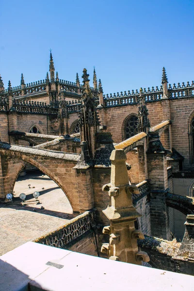 Seville İspanya 10 Ağustos 2021 Sevilla Metropolitan ve Patriksel Katedrali dünyanın en büyük Gotik katedralidir.