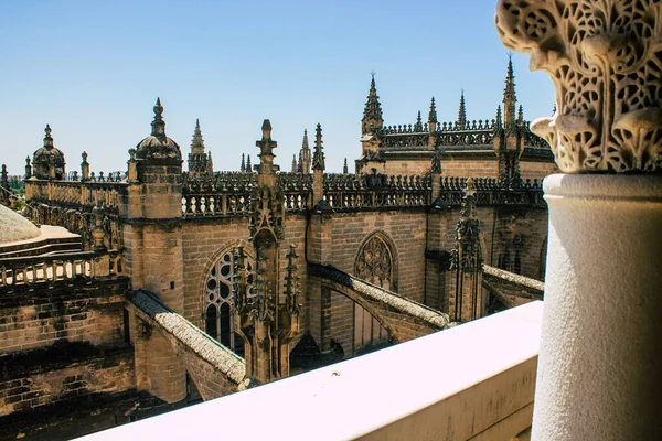 Seville İspanya 10 Ağustos 2021 Sevilla Metropolitan ve Patriksel Katedrali dünyanın en büyük Gotik katedralidir.