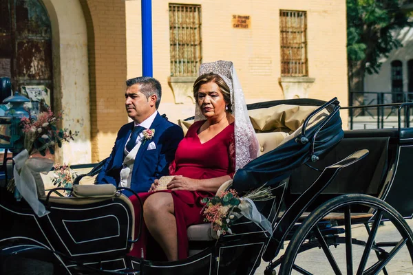 Carmona Espagne Août 2021 Promenade Calèche Dans Les Rues Carmona — Photo