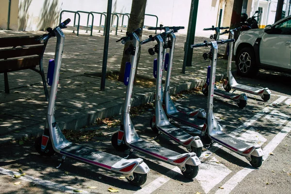 Seville Spain August 2021 Electric Scooter Rent Parked Streets Seville — Stock Photo, Image