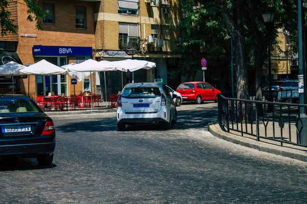 Séville Espagne Août 2021 Taxi Conduisant Dans Les Rues Séville — Photo