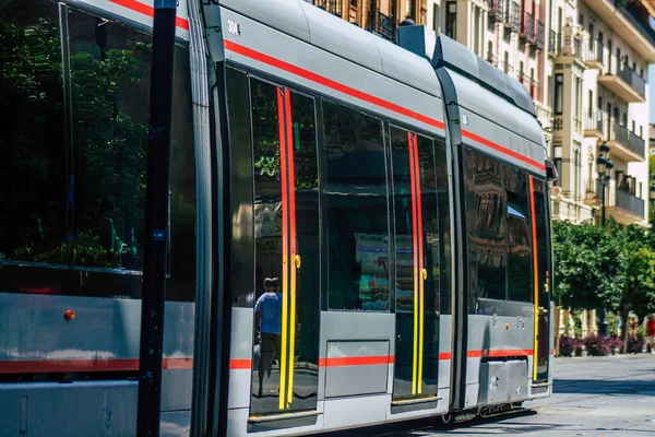 Séville Espagne Août 2021 Taxi Conduisant Dans Les Rues Séville — Photo