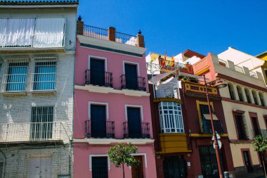 Seville İspanya 21 Ağustos 2021 Seville 'deki Triana Mahallesi' nde bulunan bina, İspanya 'nın güneyindeki Endülüs Bölgesi' nin sembolik şehri ve başkenti.