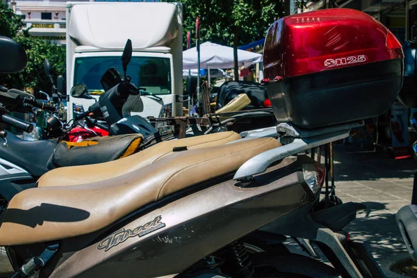 Sevilha Espanha Agosto 2021 Scooters Estacionado Nas Ruas Sevilha Uma — Fotografia de Stock