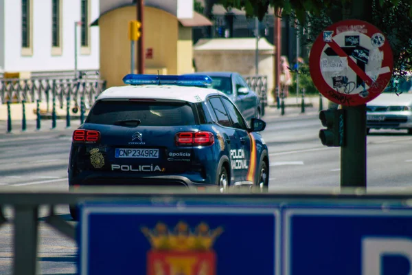 Sevilla Španělsko Srpna 2021 Policejní Auto Hlídkující Ulicích Sevilly Během — Stock fotografie