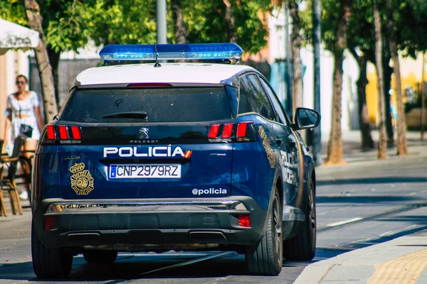 Seville Spanyol Agustus 2021 Mobil Polisi Berpatroli Jalan Jalan Sevilla — Stok Foto