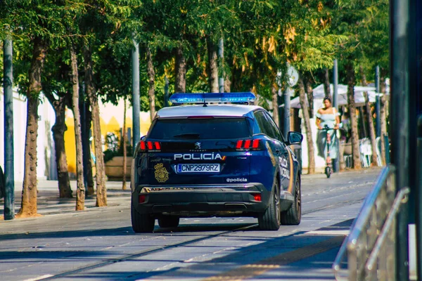 Sevilla España Agosto 2021 Patrullaje Policial Las Calles Sevilla Durante — Foto de Stock