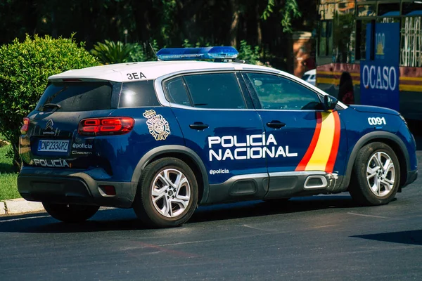 Seville Spain August 2021 Police Car Patrolling Streets Seville Coronavirus — Stock Photo, Image