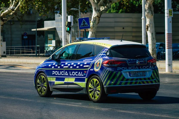 Siviglia Spagna Agosto 2021 Polizia Locale Pattuglia Strade Siviglia Durante — Foto Stock