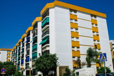 Seville İspanya 21 Ağustos 2021 Seville 'deki Triana Mahallesi' nde bulunan bina, İspanya 'nın güneyindeki Endülüs Bölgesi' nin sembolik şehri ve başkenti.