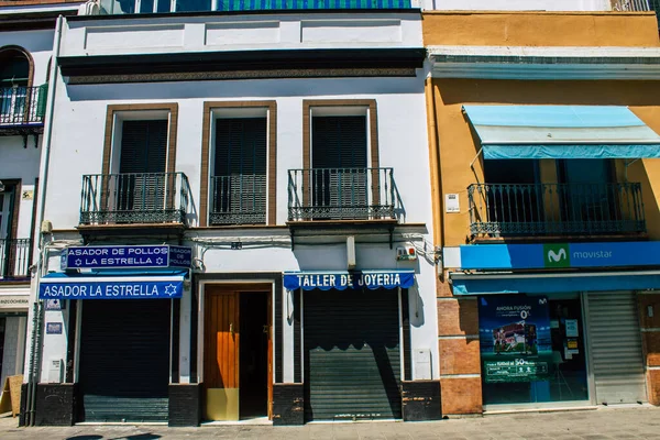 Seville Spain August 2021 Building Located Triana Neighborhood Seville Emblematic — Stock Photo, Image