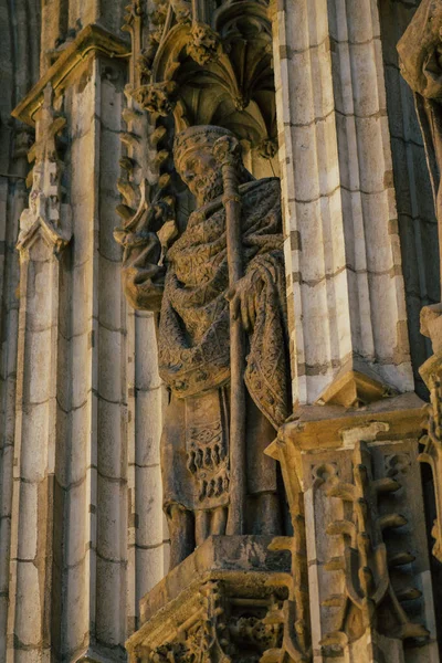 Seville Spain August 2021 Statue Facade Saint Metropolitan Patriarchal Cathedral — Stock Photo, Image