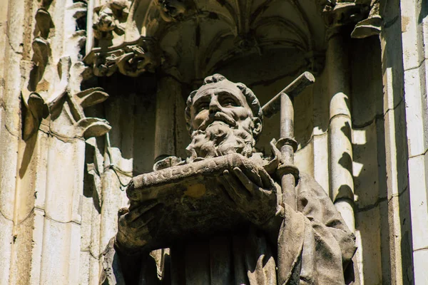 Séville Espagne Août 2021 Statue Sur Façade Cathédrale Saint Métropolite — Photo