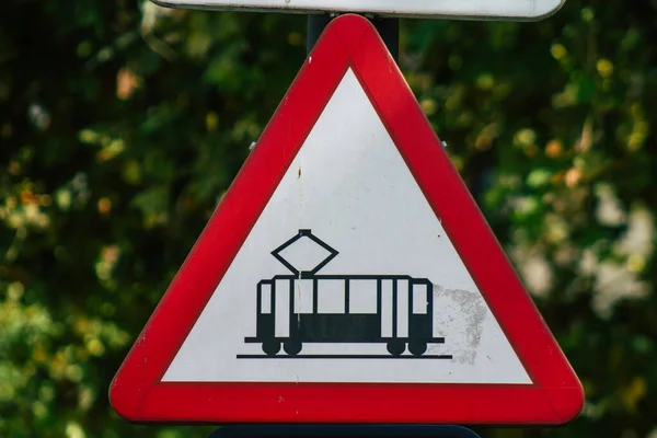 Seville Spain August 2021 Street Sign Road Sign Erected Side — Stock Photo, Image