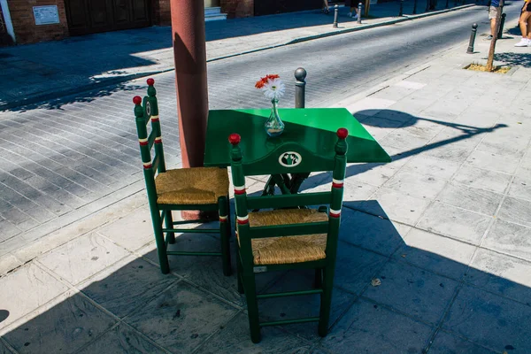 Sevilla Spanien August 2021 Stühle Und Tische Eines Restaurants Den — Stockfoto