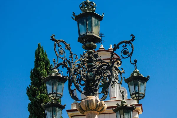 Sevilha Espanha Agosto 2021 Lâmpada Rua Nas Ruas Sevilha Cidade — Fotografia de Stock