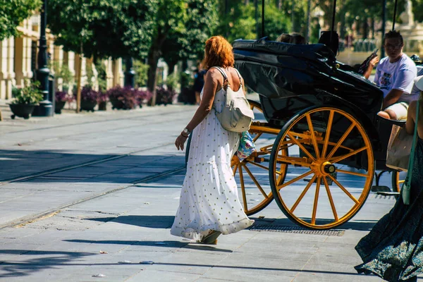 Sevilla España Agosto 2021 Turistas Caminando Por Las Calles Sevilla — Foto de Stock