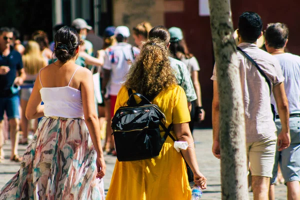 Séville Espagne Août 2021 Les Touristes Marchant Dans Les Rues — Photo