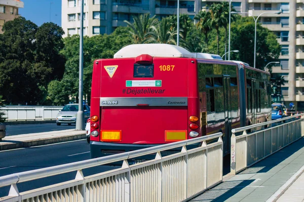 Sevilla Spanien August 2021 Busfahrt Durch Die Straßen Von Sevilla — Stockfoto