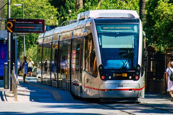 Sevilla Spanien August 2021 Moderne Elektrische Straßenbahn Für Fahrgäste Die — Stockfoto