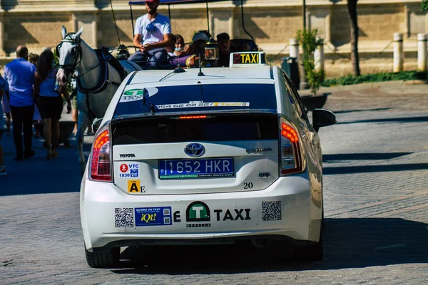 Sevilla Spanien August 2021 Taxifahren Durch Die Straßen Von Sevilla — Stockfoto