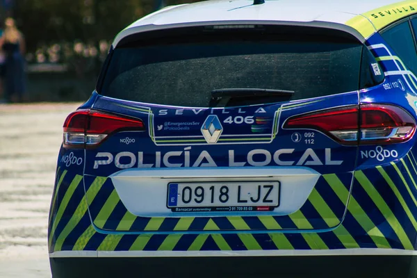 Севилья Испания Августа 2021 Года Местная Полицейская Машина Патрулирует Улицы — стоковое фото