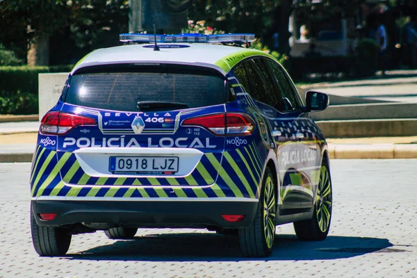 Sevilla España Agosto 2021 Patrulla Policial Local Patrulla Por Las —  Fotos de Stock