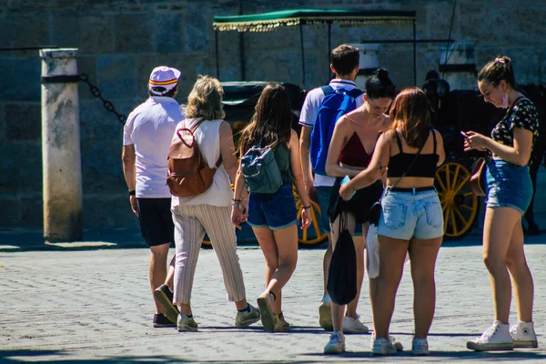 Севилья Испания Августа 2021 Года Пешеходная Прогулка Улицам Севильи Время — стоковое фото